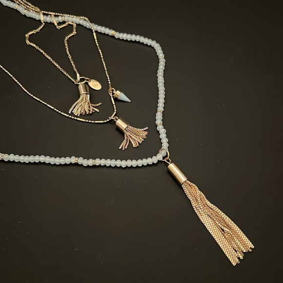 Banana Republic Multi Strand Stone & Tassel Necklace - Picture 1 of 4